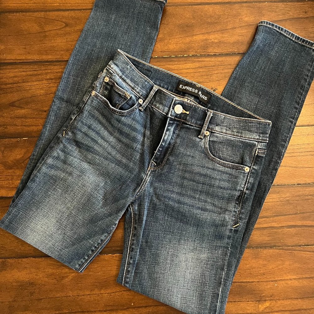 Express mid-rise skinny performance stretch jeans